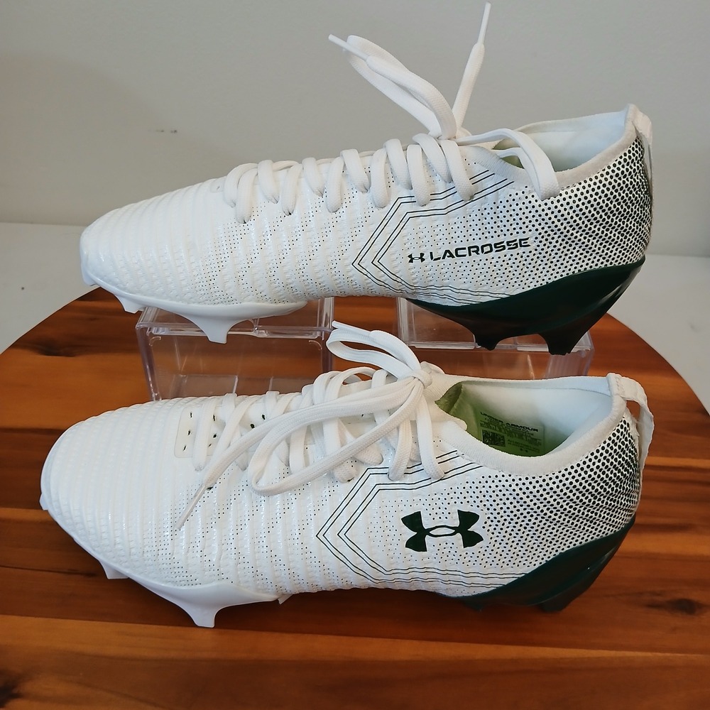 Under‎ Armour Lacrosse Cleats Mens 7 White Green HOVR Low Top 6011581-100